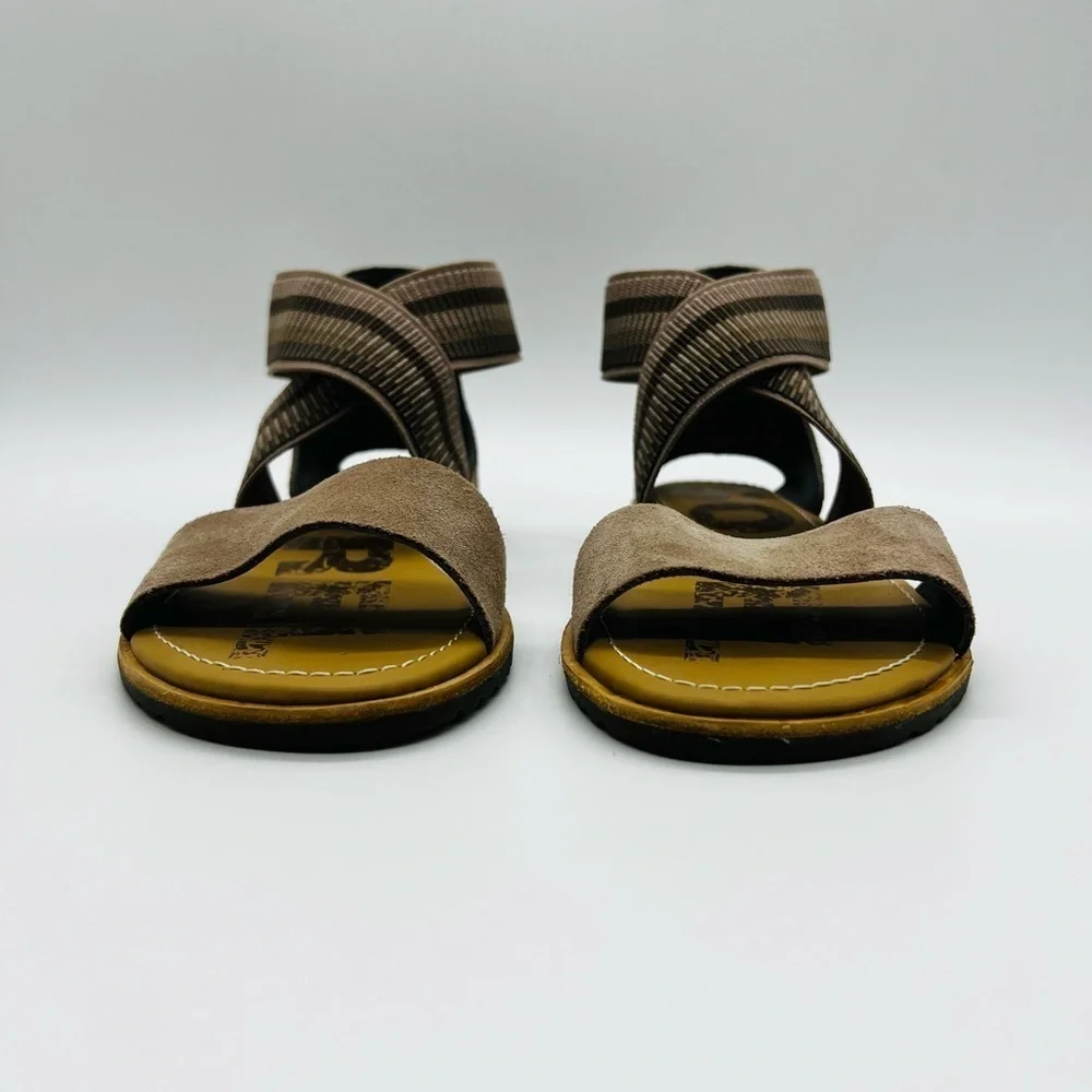 SOREL WOMEN’S CUTE SLIP ON SANDALS BROWN & TAN COLORS SIZE 7.5